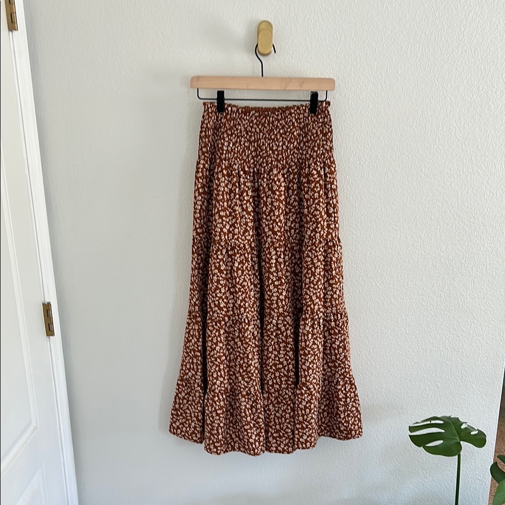 Brown Floral Maxi Skirt